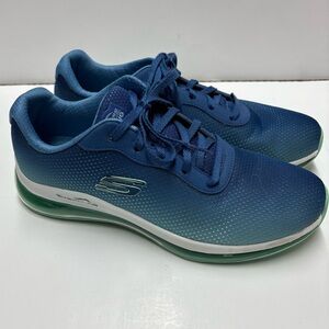 Skechers Air Cooled Memory Foam Lace Up Tennis Shoes Sneakers Blue Green Sz 10